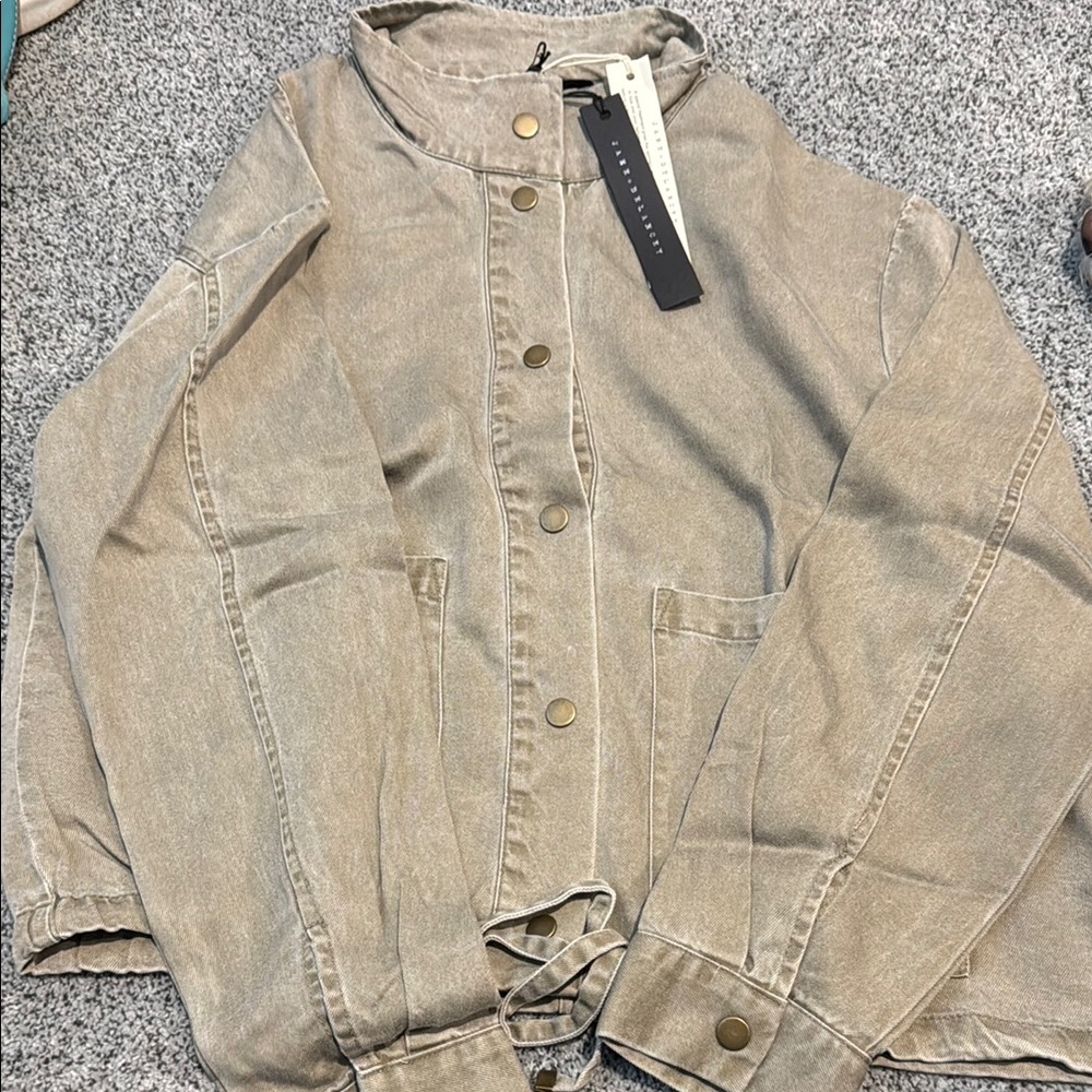 Jane & Delancey Beige Button-Up Jacket